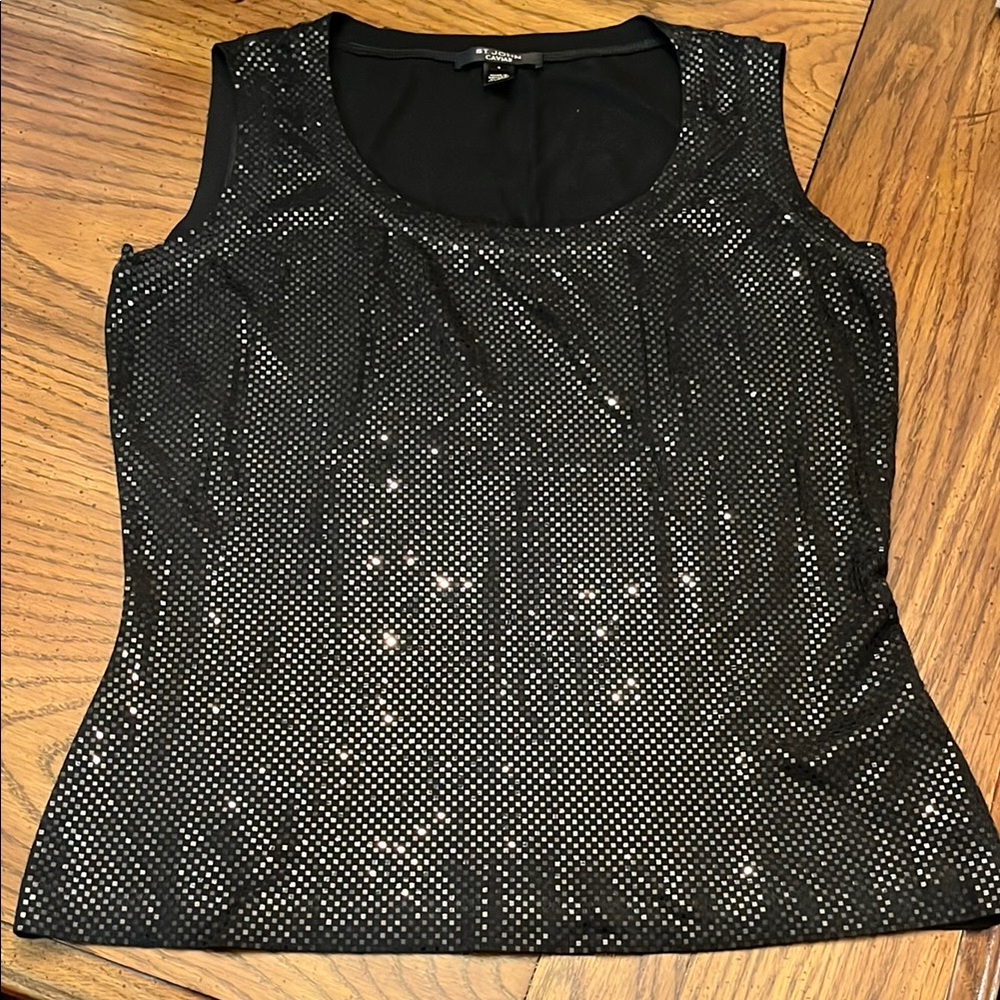 St. John Black Sequinโ Fitted Tank Top